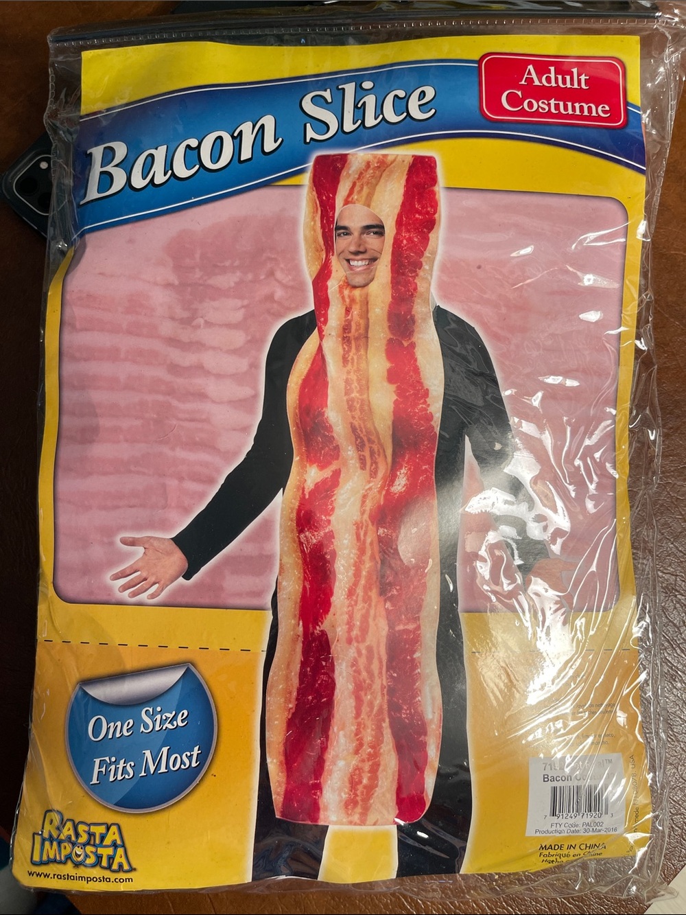 Adult Bacon Slice Costume - Red/Brown